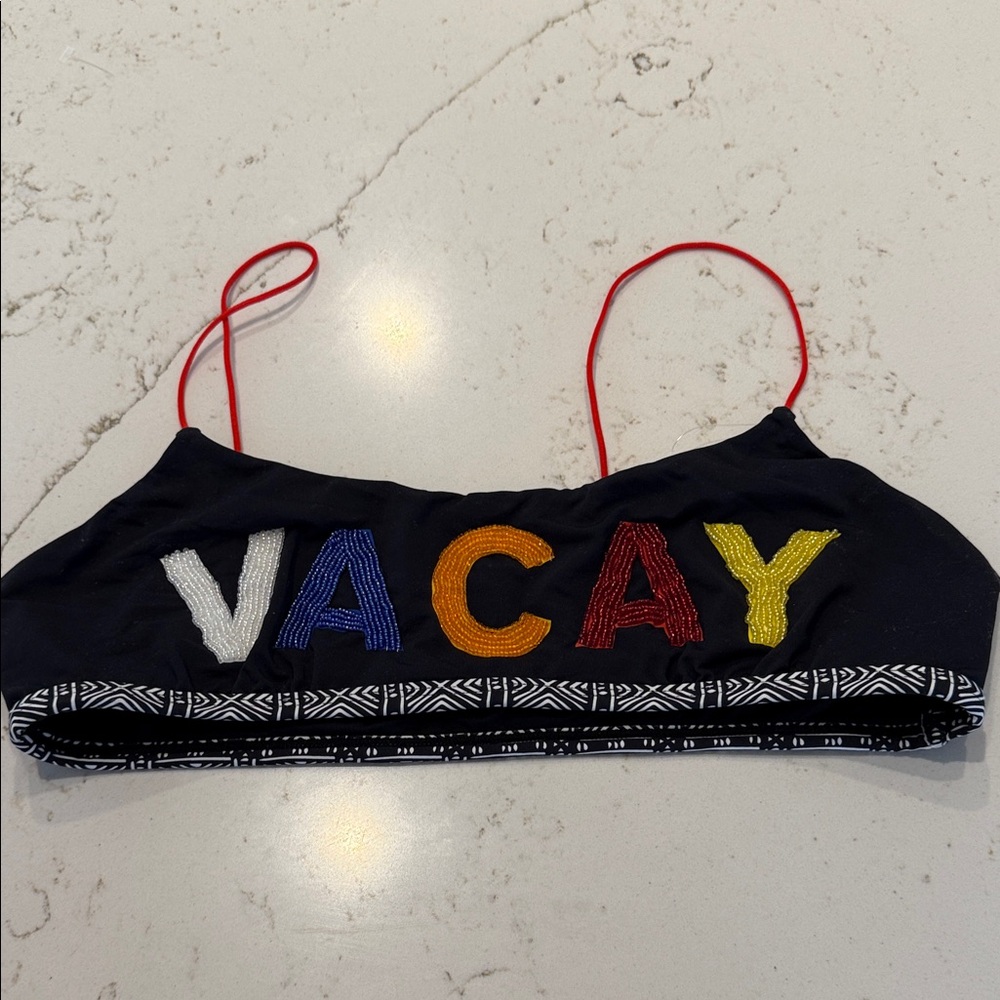 Free People It's Cool Now Sz Large Colorful VACAY Bikini Top NWOTs